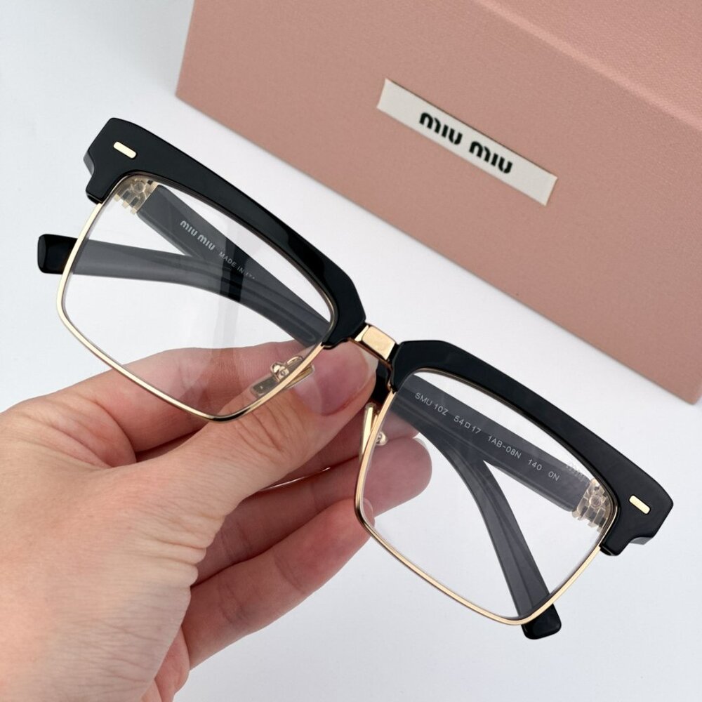Miu Miu MU10ZS 1AB08N BRAND NEW Sunglasses Black Clear Blue Light Filter Square